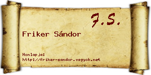Friker Sándor névjegykártya