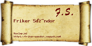 Friker Sándor névjegykártya