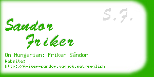 sandor friker business card