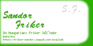 sandor friker business card